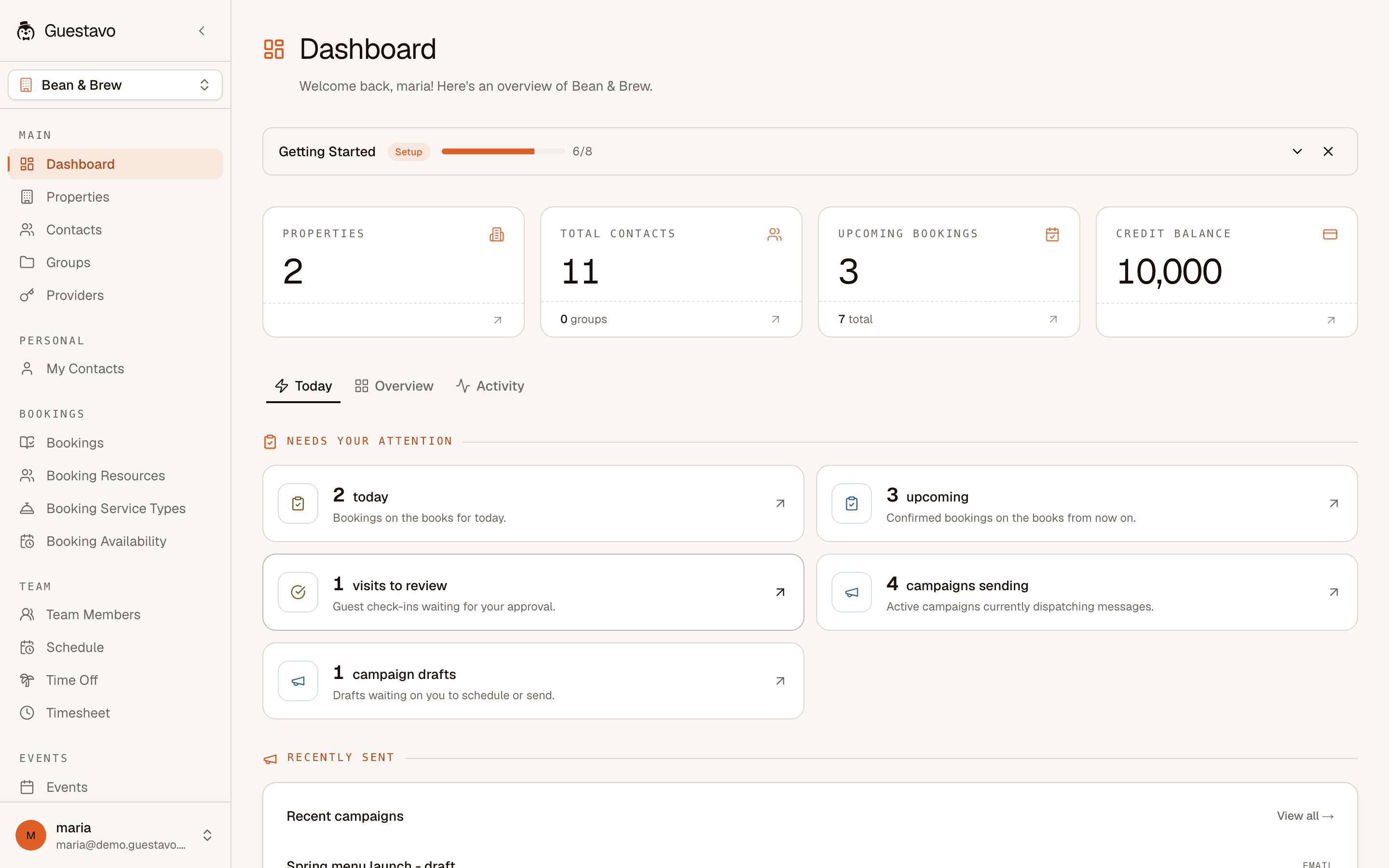 Guestavo-Dashboard — Heute